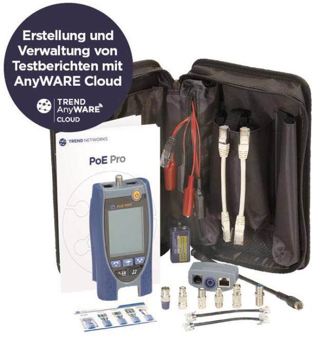 TREND PoE Pro Datenkabel-u.PoE R158006 90W Tester m.Bluetooth/Report-Funktion Install.Baumaterial