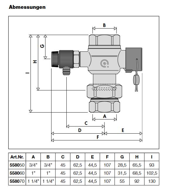 Caleffi 5580 Kappenventil für Ausdehnungsgefäß mit Entleerung 3/4" x 1"
