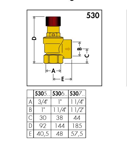 Caleffi 530 Membran-Sicherheitsventil 3/4" - 2,5bar