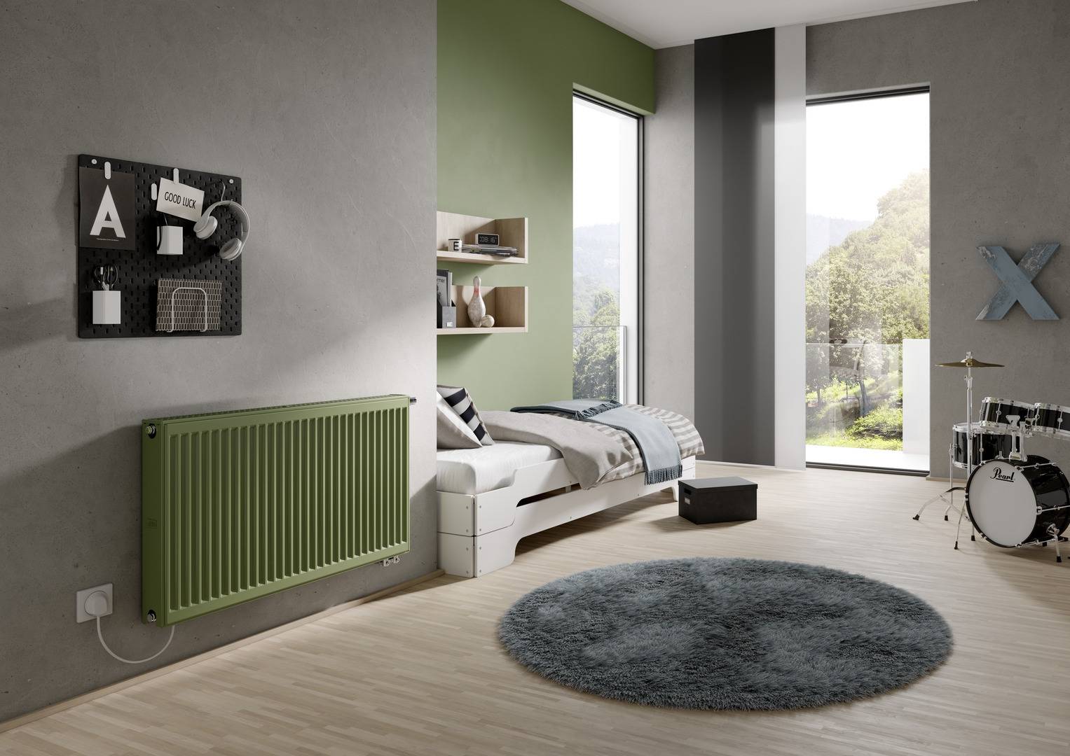 KermiX2 Profil Vplus T22 BH900x100x900 QN2066, weiß, 10 bar, Vent. re, m. Abd.