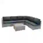 Rattan Modulares Gartenmöbel 7-teiliges Set Grau Rattan Modulares Gartenmöbel 7-teiliges Set Grau