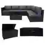 Rattan Gartenmöbel 7-teiliges Set & 700L Aufbewahrungsbox Schwarz Rattan Gartenmöbel 7-teiliges Set & 700L Aufbewahrungsbox Schwarz