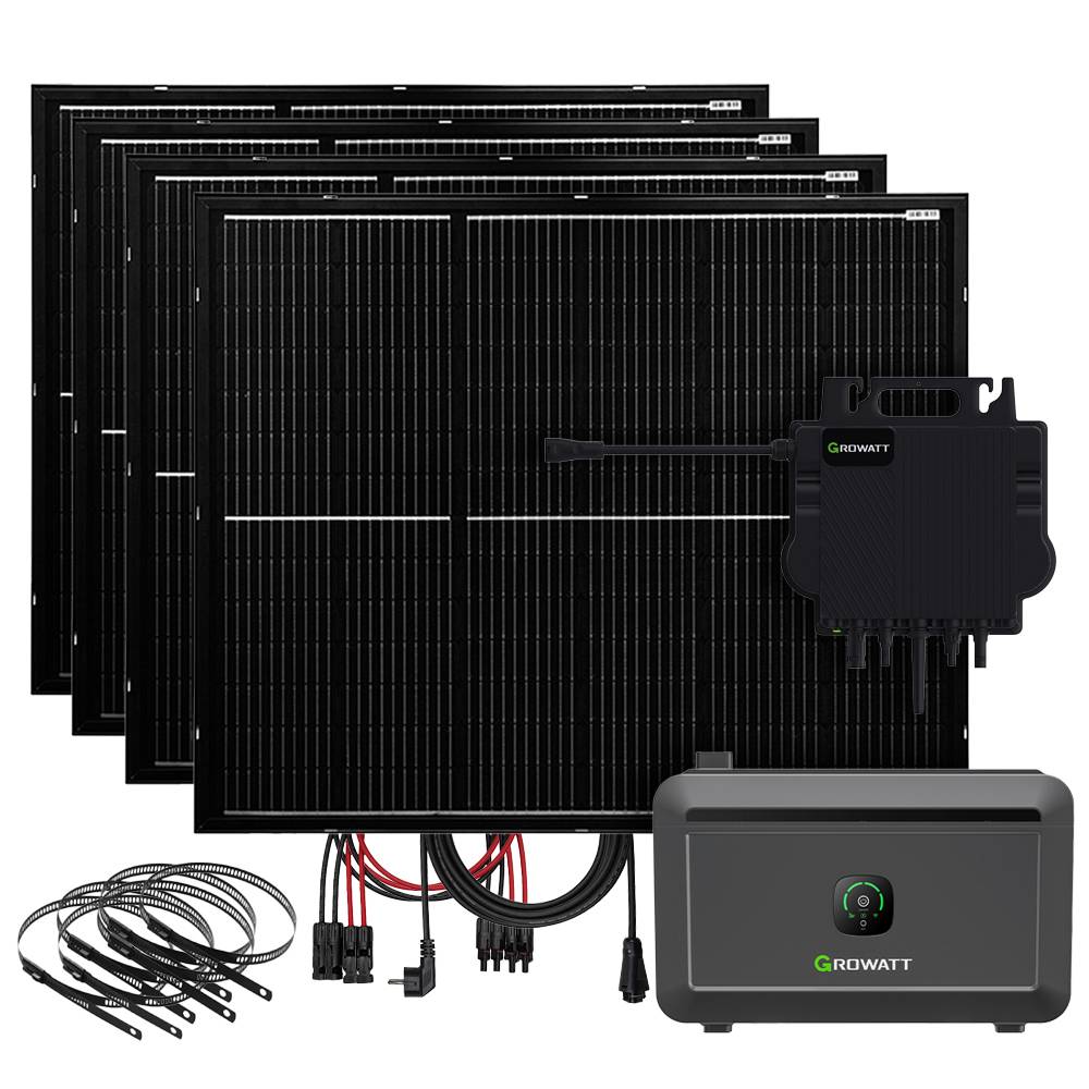 800W Balkonkraftwerk mit ultraleichten Solarmodulen und Growatt NOAH2000 Akku NEO 800M-X
