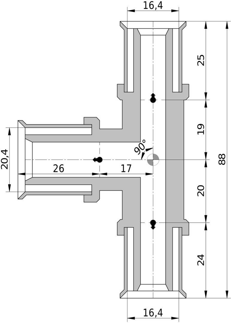 Wavin Tigris K5 T-Stück reduziert, 16mm x 20mm x 16mm