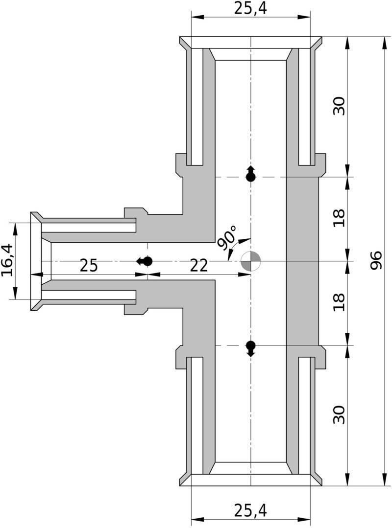 Wavin Tigris K5 T-Stück reduziert, 25mm x 16mm x 25mm
