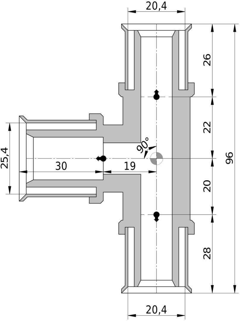 Wavin Tigris K5 T-Stück reduziert, 20mm x 25mm x 20mm