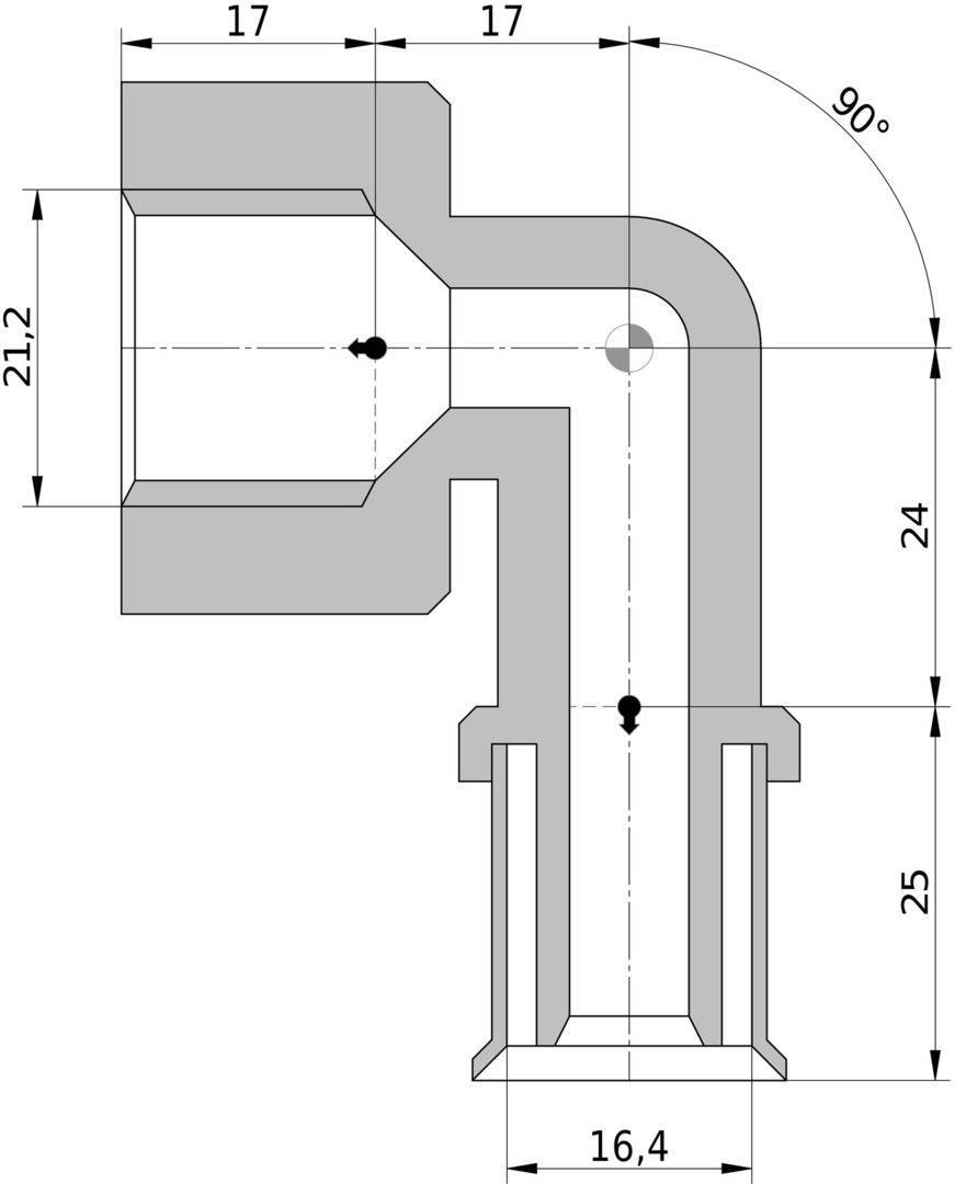 Wavin Tigris K5 Winkel 16mm x 1/2 IG, 90 Grad