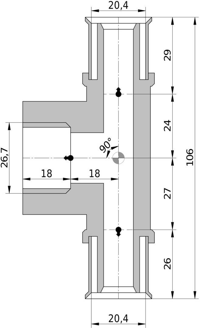 Wavin Tigris K5 T-Stück 20mm x 3/4 IG x 20mm