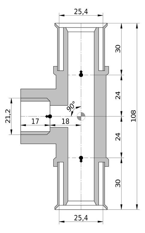 Wavin Tigris K5 T-Stück 25mm x 1/2 IG x 25mm