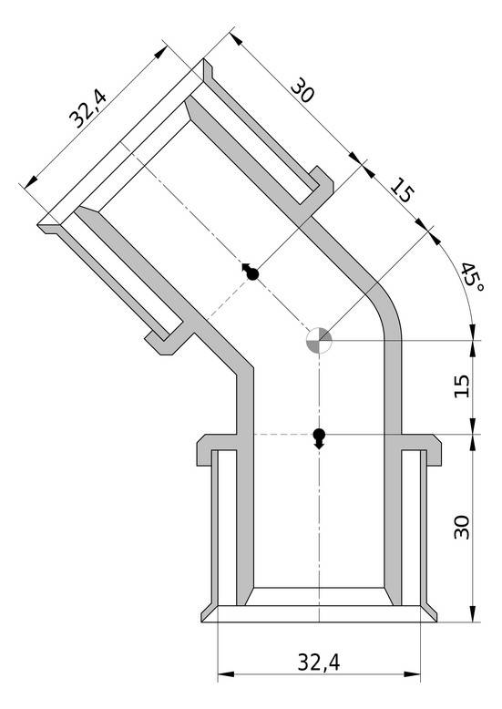 Wavin Tigris K5 Winkel 32mm, 45 Grad