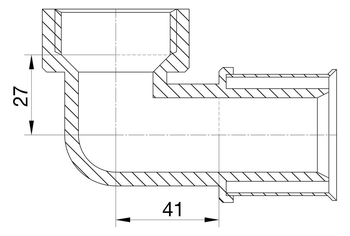 Wavin Tigris M5 Übergangswinkel 40mm x 1 1/2 IG, 90 Grad