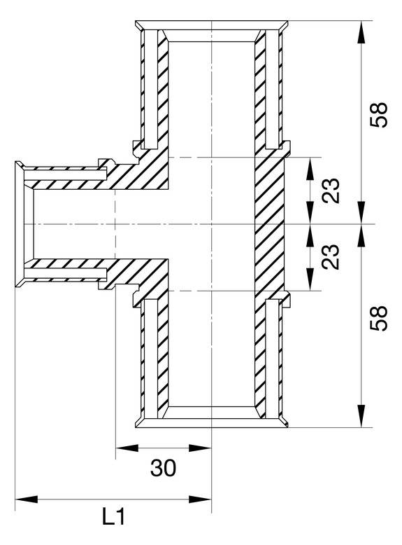 Wavin Tigris M5 T-Stück reduziert, 40mm x 25mm x 32mm