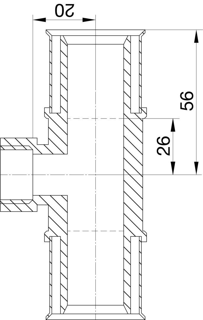 Wavin Tigris M5 T-Stück 25mm x 3/4 IG x 25mm