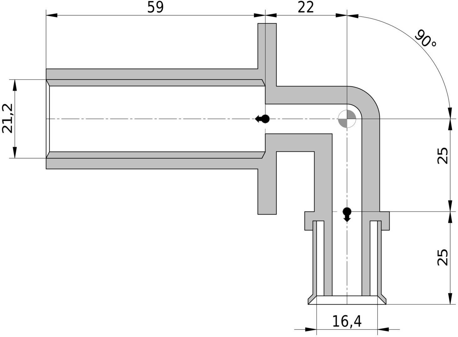 Wavin Tigris M5 Wanddurchführung 16mm x 1/2 IG L=59mm