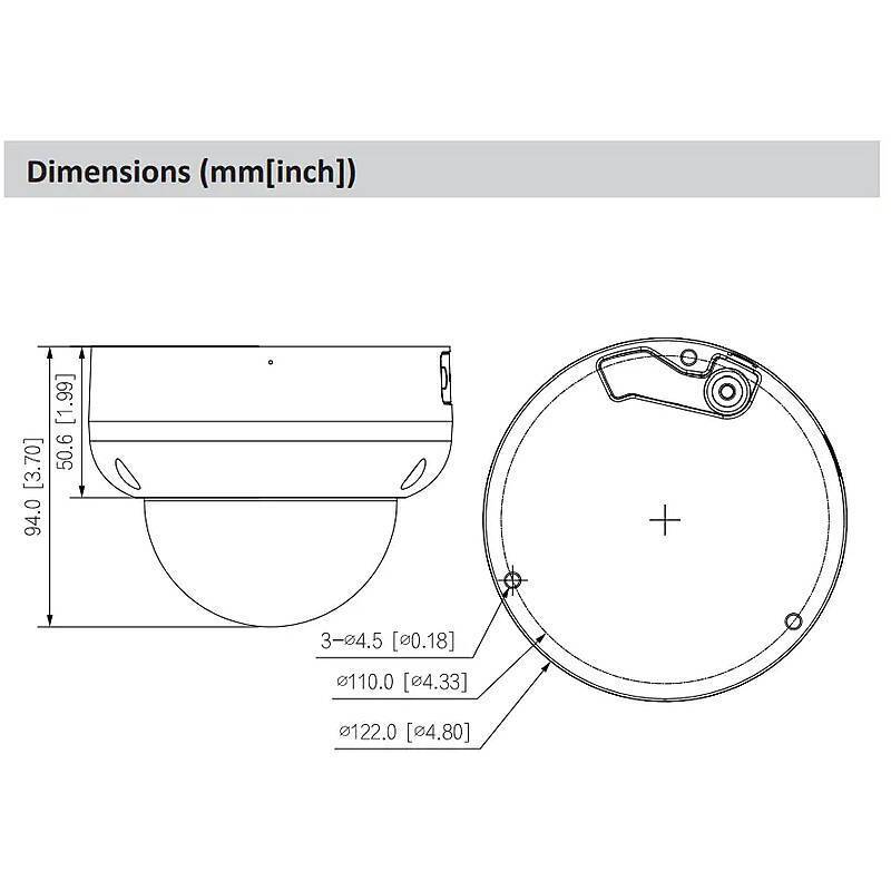 Dahua IPC-HDBW5842R-ASE IP-Kamera 4K T/N IR PoE, 4K Ultra HDDome Kamera | Blickwinkel:110° (Objektiv-Brennweite 2,8 mm)