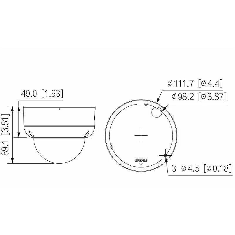 Dahua IPC-HDBW3241E-S-0280B-S2 IP-Kamera 1080p T/N, 1080pDome Kamera | Blickwinkel:107° (Objektiv-Brennweite 2,8 mm) |