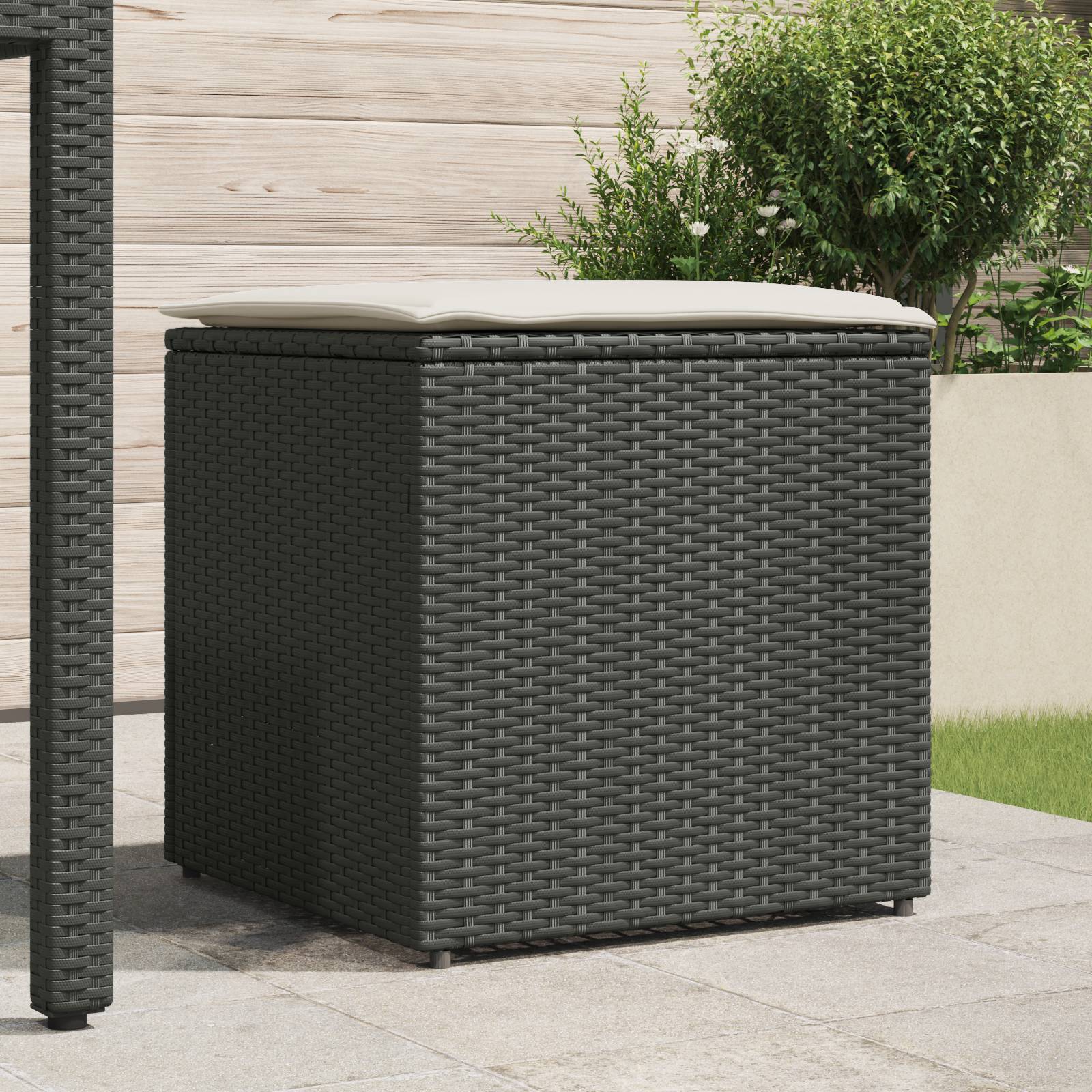 vidaXL Kissenbox Schwarz 50x50x50 cm Poly Rattan