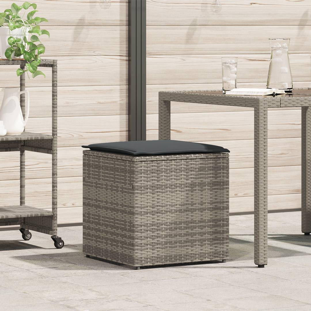 vidaXL Stauraum für draußen Grau und Dunkelgrau Rattan Groß Aufbewahrung