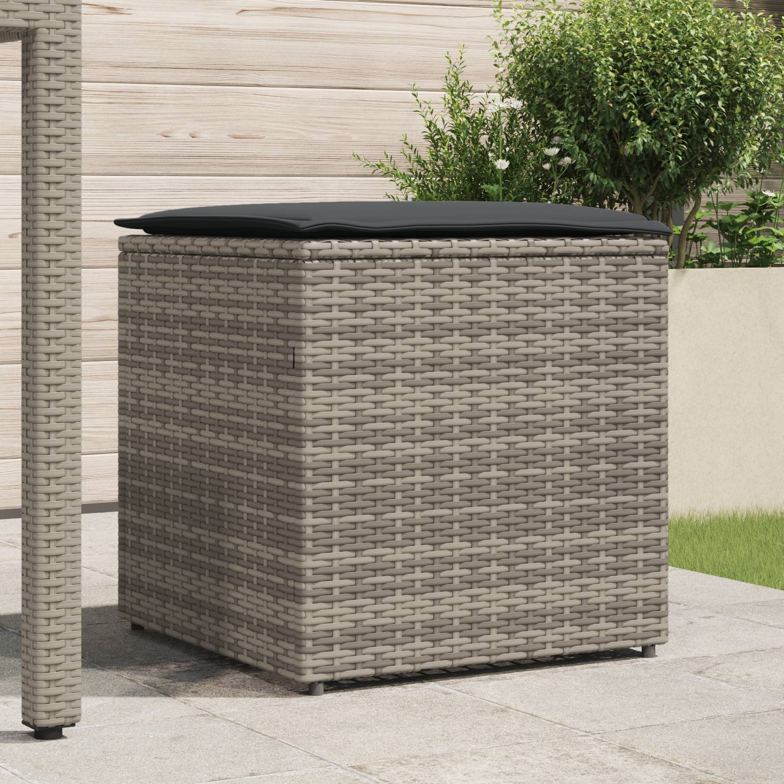 vidaXL Stauraum für draußen Grau und Dunkelgrau Rattan Groß Aufbewahrung