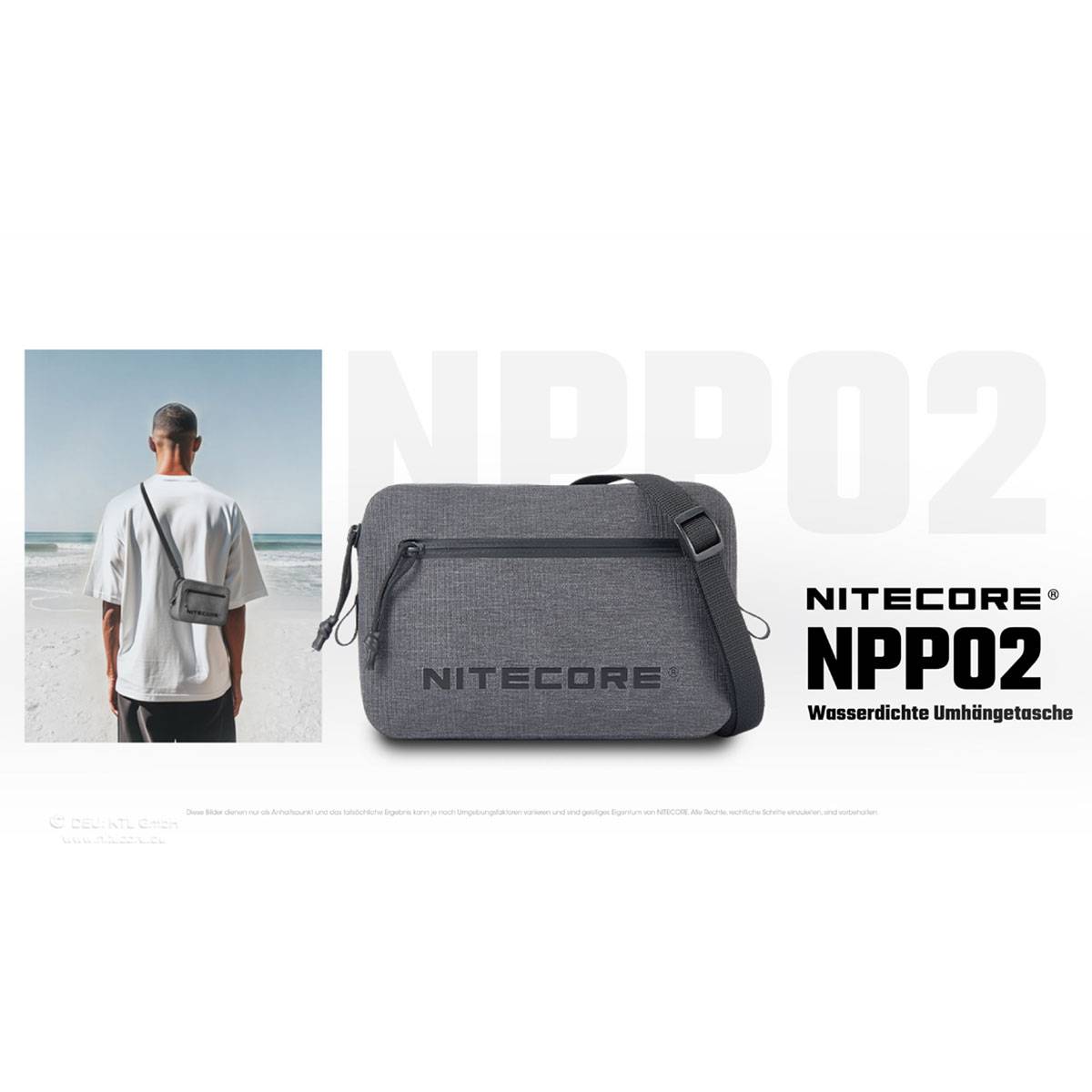 Nitecore NPP02 wasserdichte Crossbody Bag - Grau/Schwarz