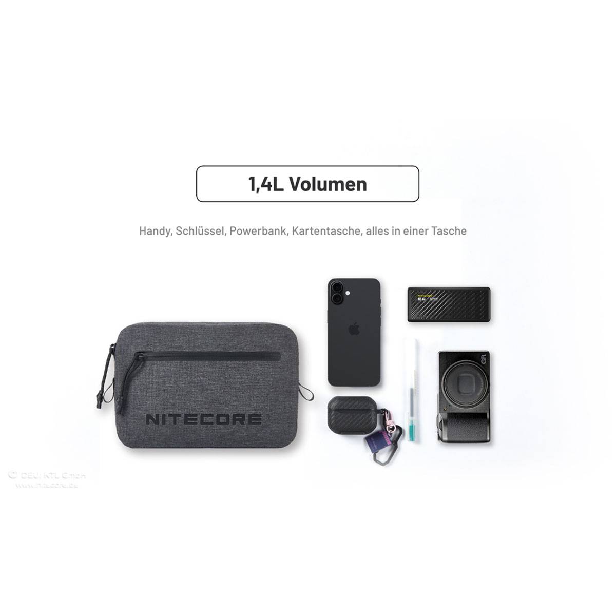 Nitecore NPP02 wasserdichte Crossbody Bag - Grau/Schwarz