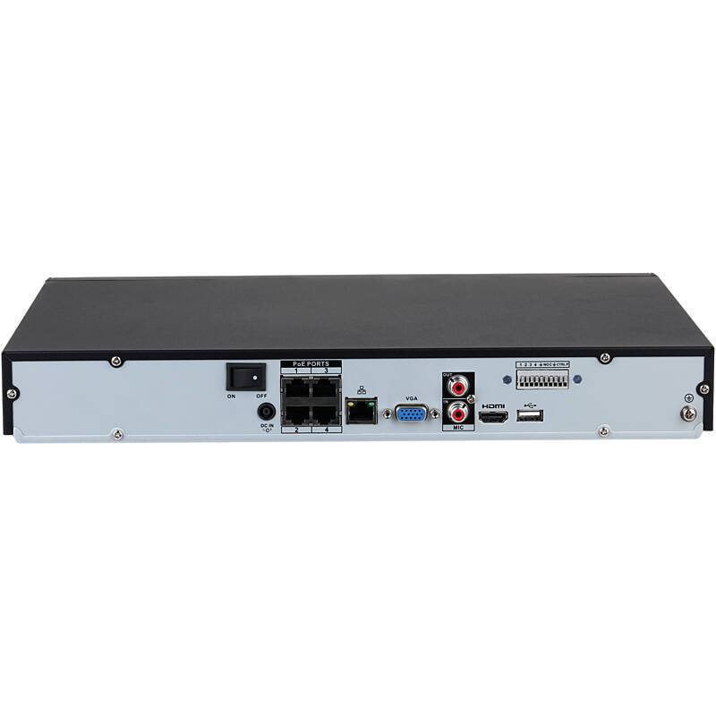 Dahua NVR4204-P-EI 4 Kanal NVR PoE, HDMI/VGA, NVR(4K Ultra HD max. Bildauflösung) | Features:mit PoE-Switch (Stromverso