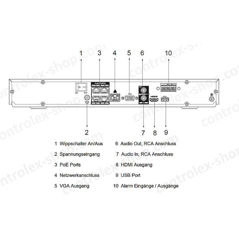 Dahua NVR4204-P-EI 4 Kanal NVR PoE, HDMI/VGA, NVR(4K Ultra HD max. Bildauflösung) | Features:mit PoE-Switch (Stromverso