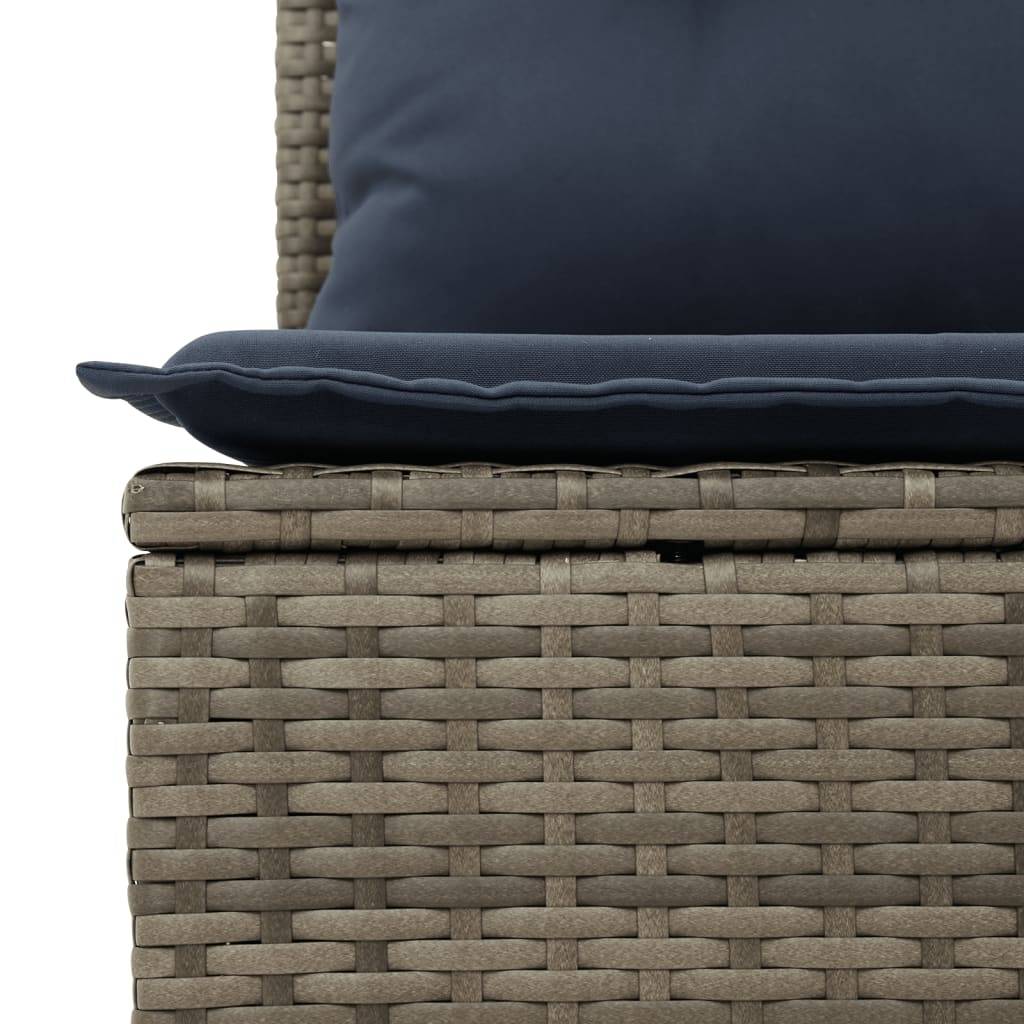 vidaXL 14-teiliges Gartensofa-Set mit Kissen, grau, Polyrattan