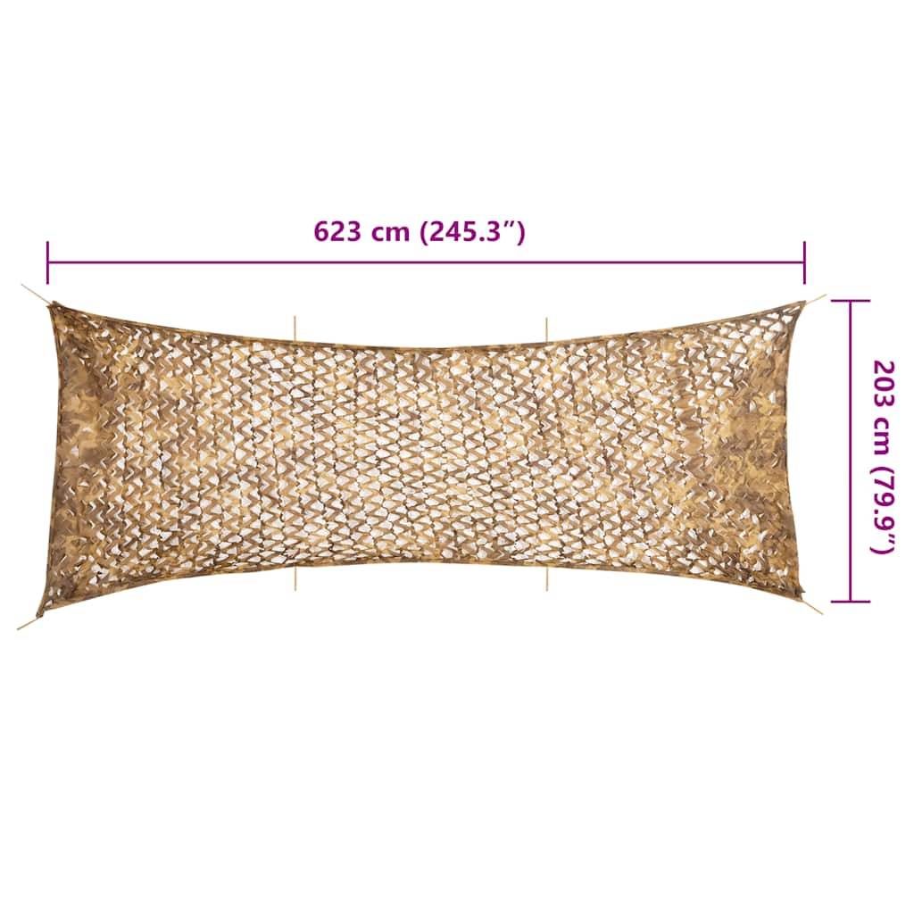 vidaXL Tarnnetz mit Aufbewahrungstasche 623x203 cm Sandfarbe