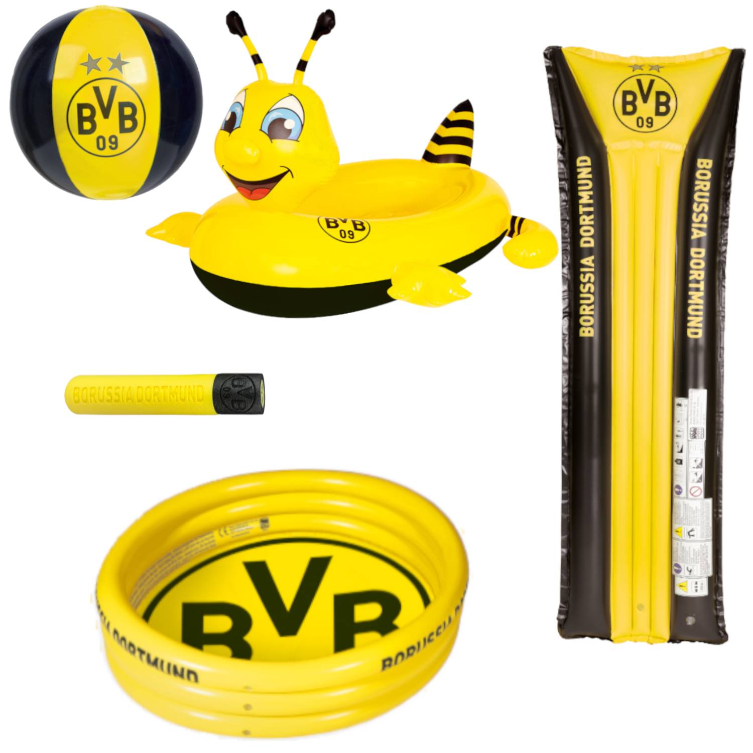 Happy People - Borussia Dortmund Schwimmset (5-teilig) Luftmatratze BVB Planschbecken Wasserspritze