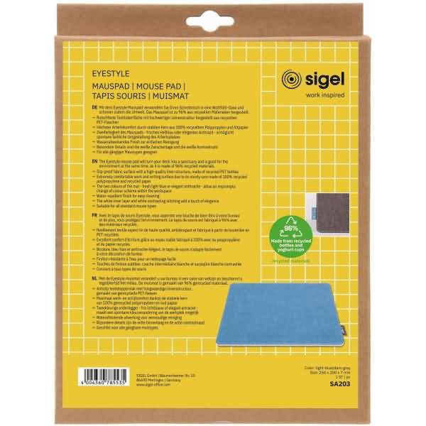 Mauspad hellblau-dunkelgrau RPET RPP 250x7x200mm