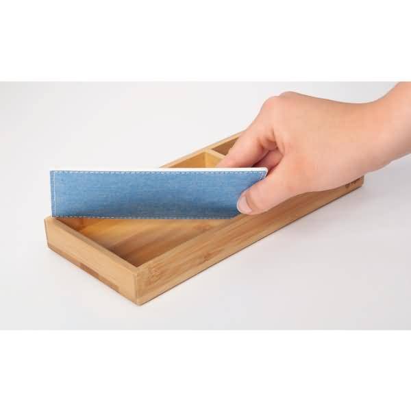 Zubehörablage Bambus 245x25x109mm Textileinleger hellblau-dunkelgrau