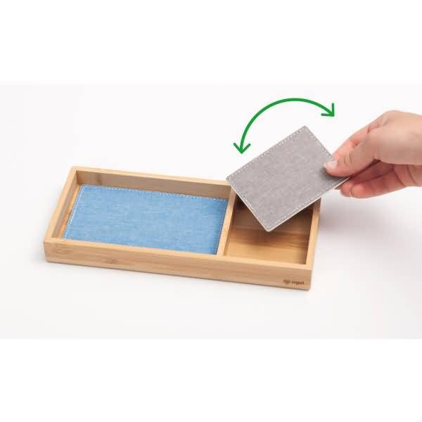 Zubehörablage Bambus 245x25x109mm Textileinleger hellblau-dunkelgrau