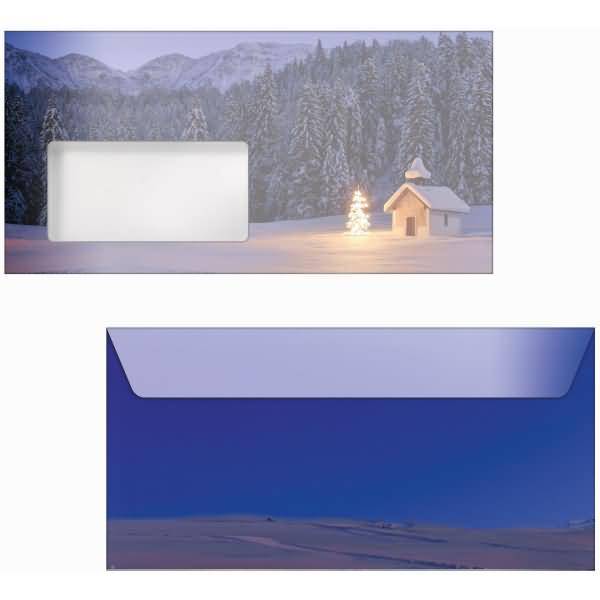 Weihnachtsumschlag DIN lang 90g 50 Stück Christmas Chapel