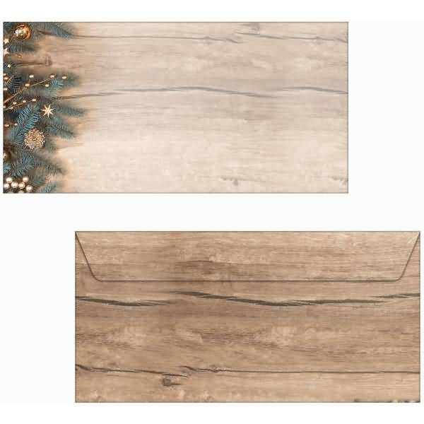 Weihnachtsumschlag DIN lang 90g 25 Stück Golden Greens