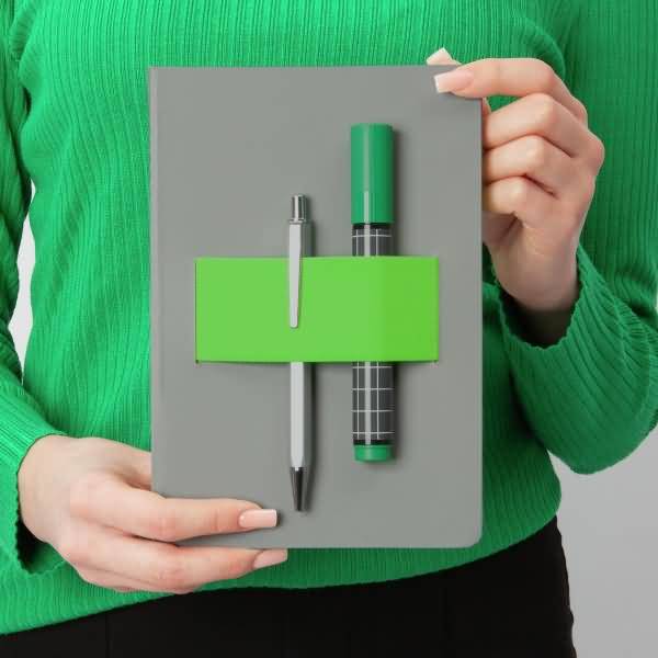 Notizbuch Linescape ca. A5 176 Seiten Hardcover liniert 80g hellgrau/lime