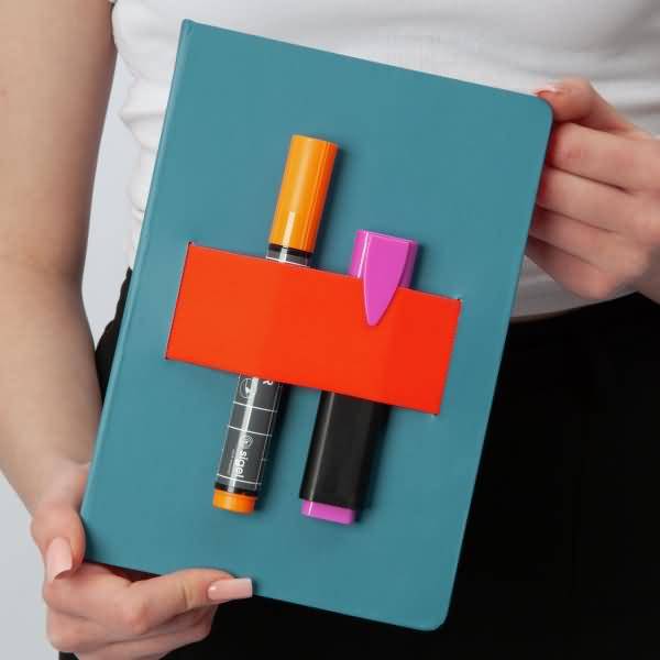 Notizbuch Linescape ca. A5 176 Seiten Hardcover liniert 80g blau/papaya