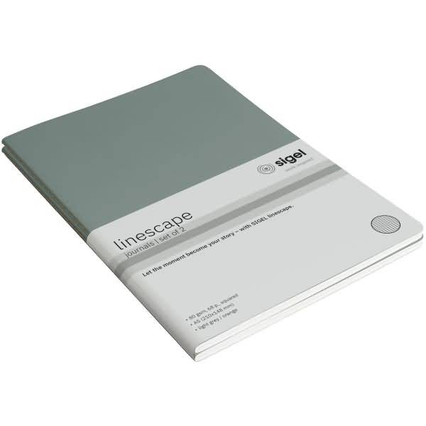 Notizheft Linescape ca. A5 68 Seiten 80g Softcover kariert hellgrau/orange 2 Stück