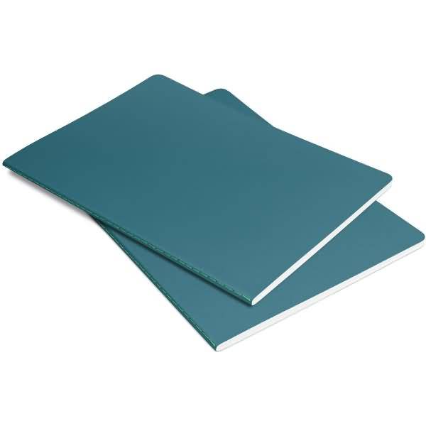 Notizheft Linescape ca. A5 68 Seiten 80g Softcover kariert blau/kiwi 2 Stück