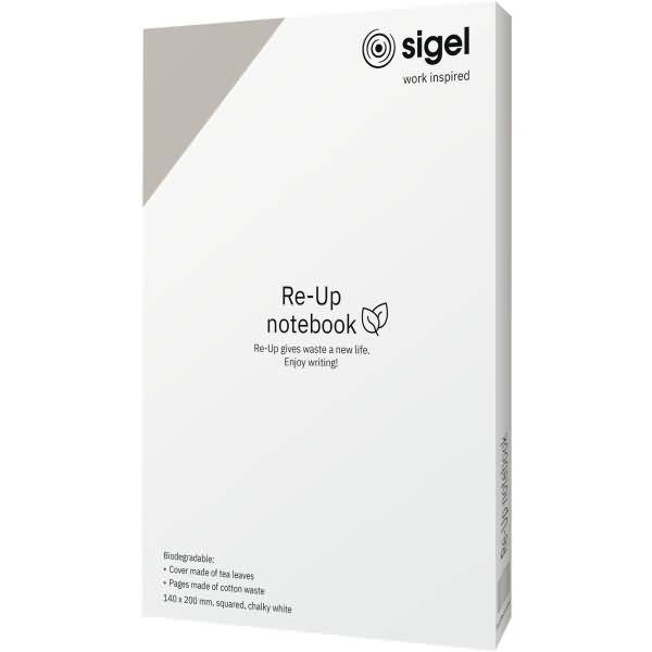 Notizbuch Re-Up Tea ca. A5 100 Seiten Softcover kariert 100g kalkweiß vegan