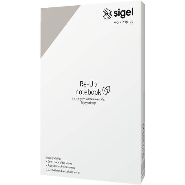 Notizbuch Re-Up Tea ca. A5 100 Seiten Softcover liniert 100g kalkweiß vegan