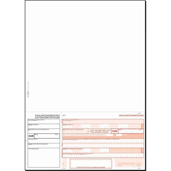 PC-SEPA-Zahlungsanweisung AT A4 90g 250 Blatt für österreichische Kreditinstitute