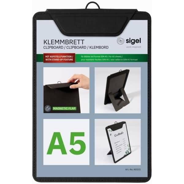 Speisekarten-Klemmbrett für DIN A5 Kunststoff schwarz