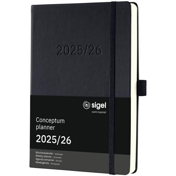 Wochenkalender Conceptum ca. A5 18 Monate Hardcover schwarz 2025/2026