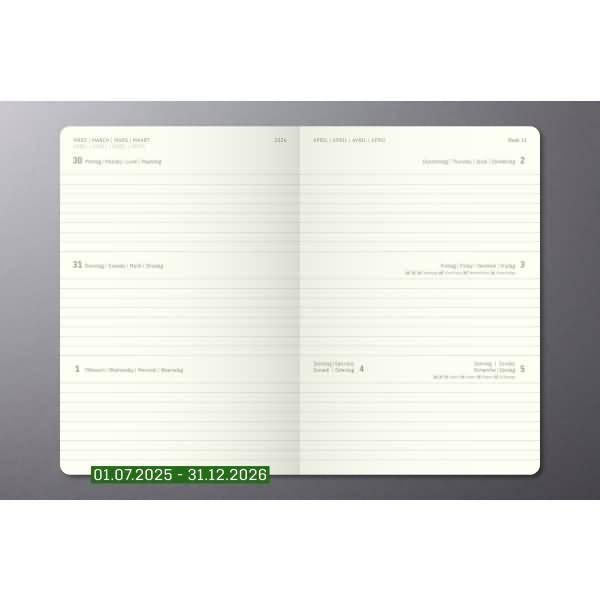 Wochenkalender Conceptum ca. A5 18 Monate Hardcover schwarz 2025/2026