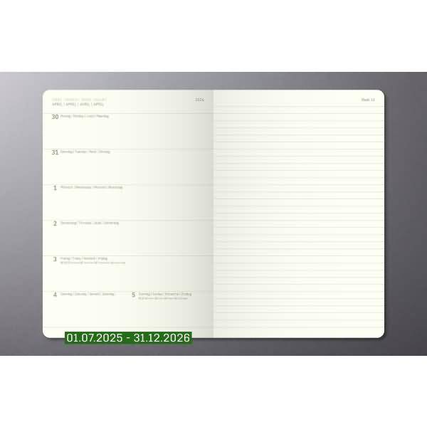 Wochennotiz-Kalender Conceptum ca. A5 18 Monate Hardcover schwarz 2025/2026