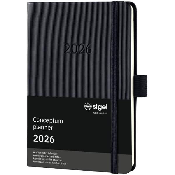 Wochennotiz-Kalender Conceptum ca. A6 Hardcover black schwarz 2026