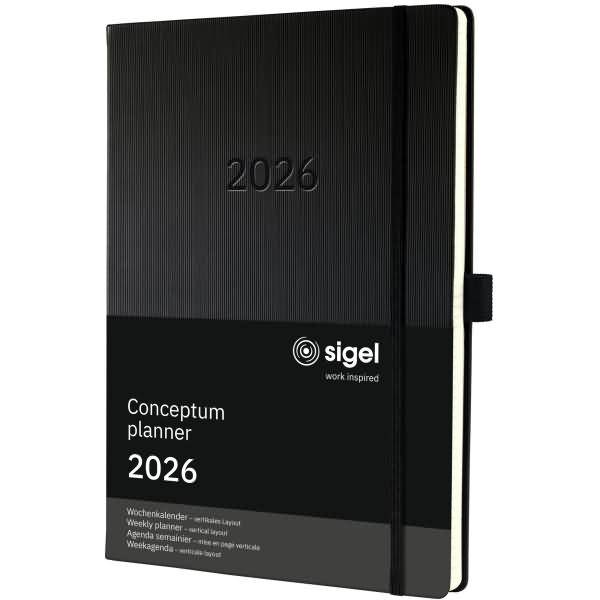 Wochenkalender Conceptum A4+ vertikales Layout schwarz 2026