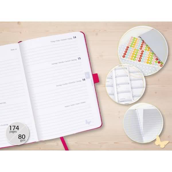 Wochenkalender Jolie ca. A5 Hardcover Summer Linear Leaves 2026