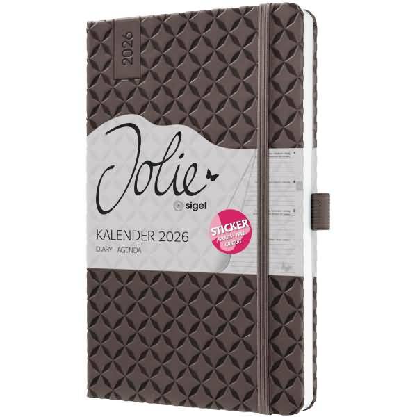 Wochenkalender Jolie ca. A5 Hardcover coffee brown 2026